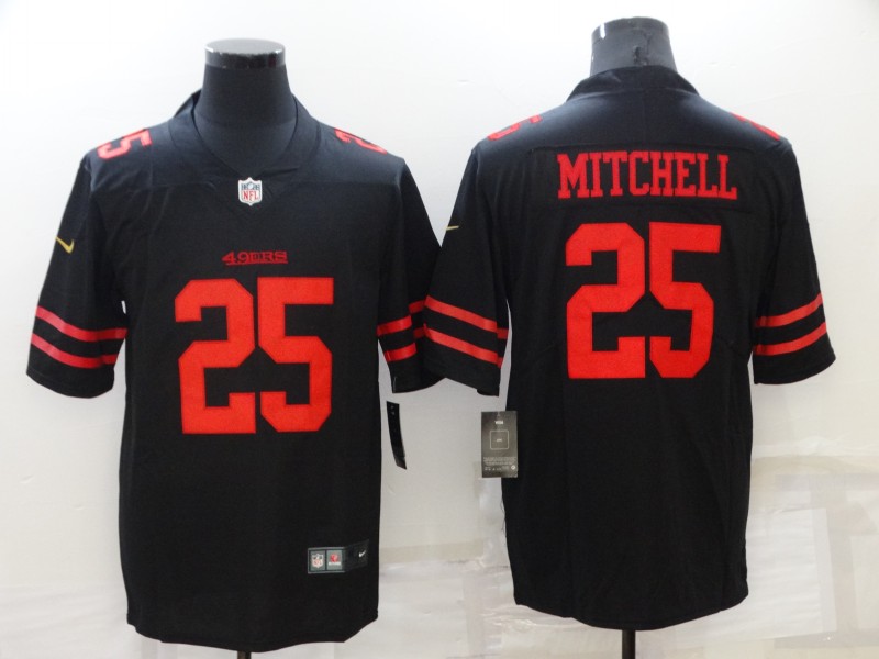 Men's San Francisco 49ers #25 Eli Mitchell Black Vapor Untouchable Limited Stitched Jersey Men's San Francisco 49ers #25 Eli Mitchell Black Vapor Untouchable Limited Stitched Jersey